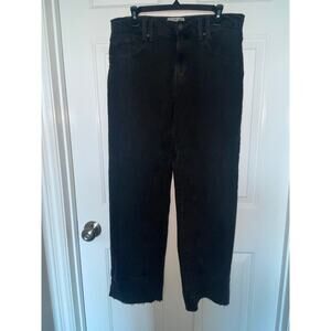 Free People We The Free Risk Taker Jeans Black High Rise Straight Frayed Hem 30